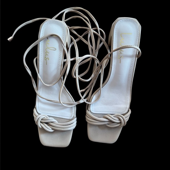 Lulus Jazzy Nude Block Heel Lace Up Sandals - Picture 1 of 2